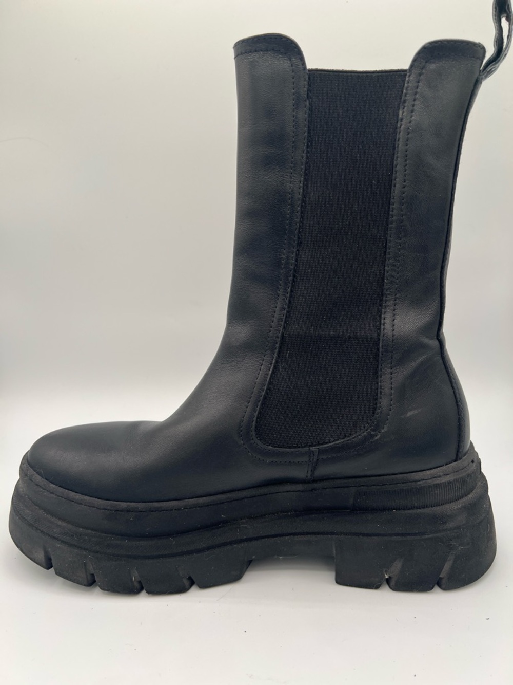 Nero Giardini Italian / Made in Italy Black Platform Chelsea Boot Size 7 / 37 - Picture 3 of 7